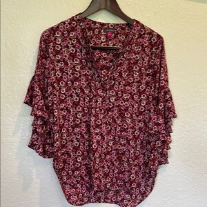 Vince Camuto Red Flutter Sleeve Blouse